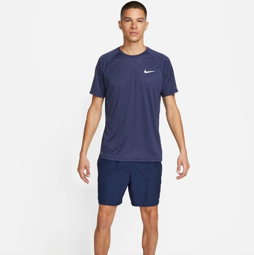 Nike Men's Dri-fit Navy Swim Shirt With SPF‎